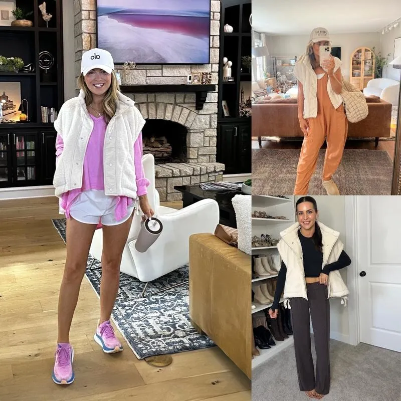 Women's Warm Fleece Vest Casual Sleeveless Button Down Sherpa Jacket