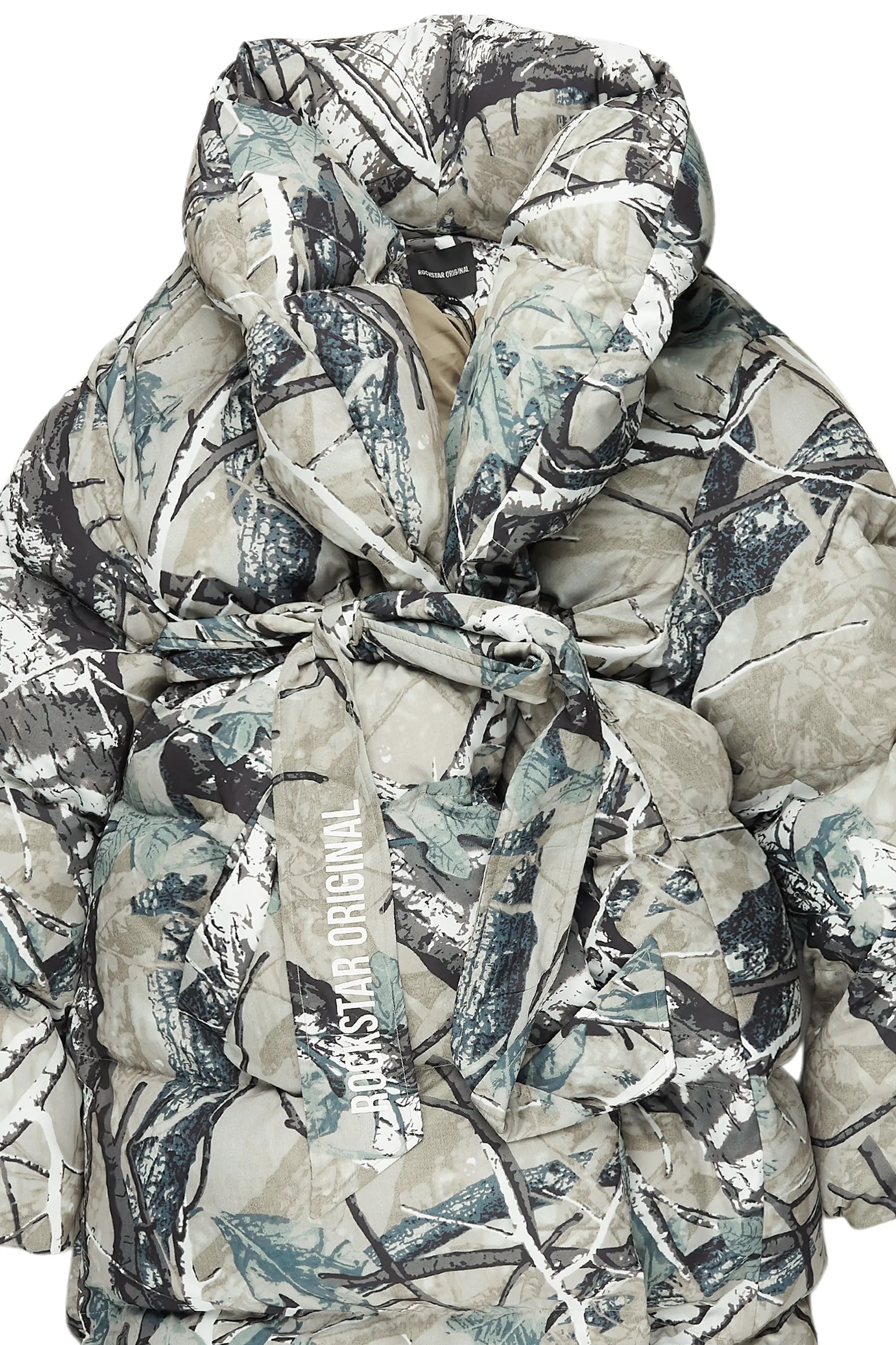 Sehrazat Tree Camo Long Wrap Puffer Jacket