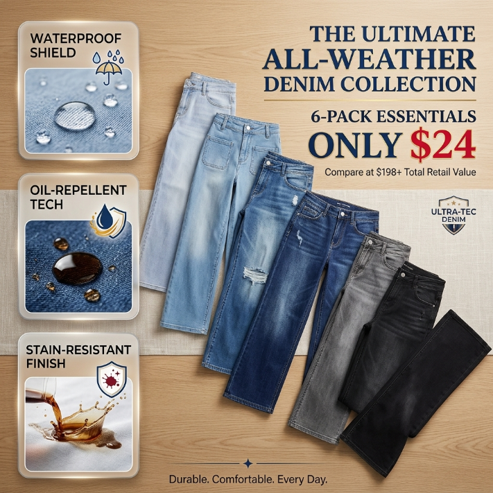 Women’s Mid-Low Rise Baggy Distressed Jeans – Stretchy Wide Leg Denim Pants