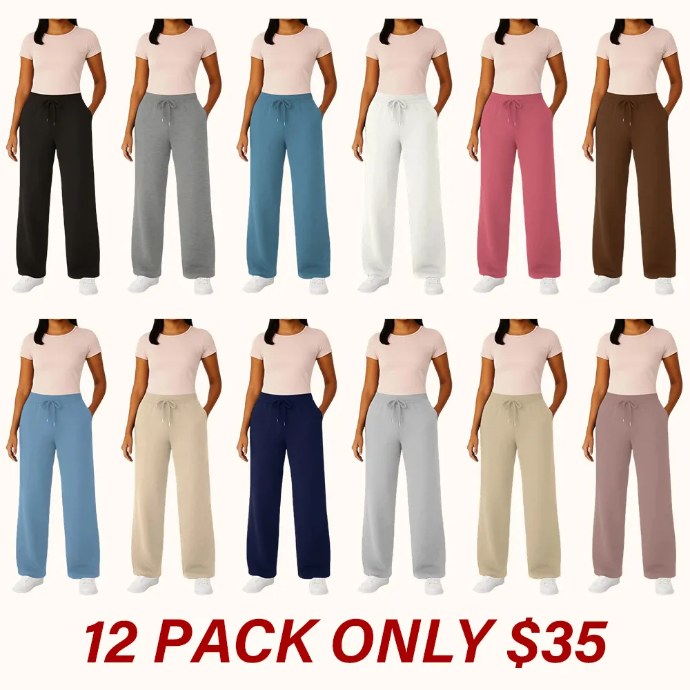 Women's multi-piece thickened wide-leg fleece sweatpants