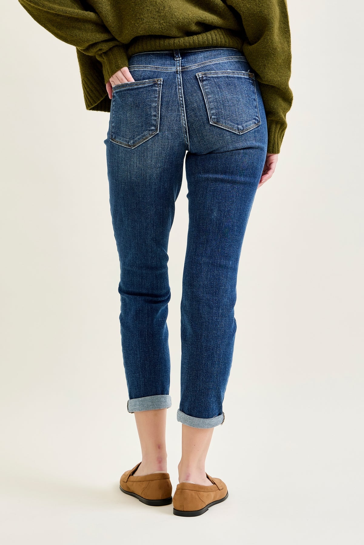 Addison Mid Rise Classic Cuffed Boyfriend Jeans
