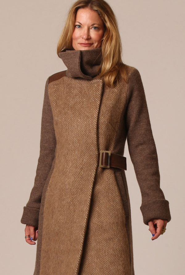 HONEY ALPACA COWL NECK COAT