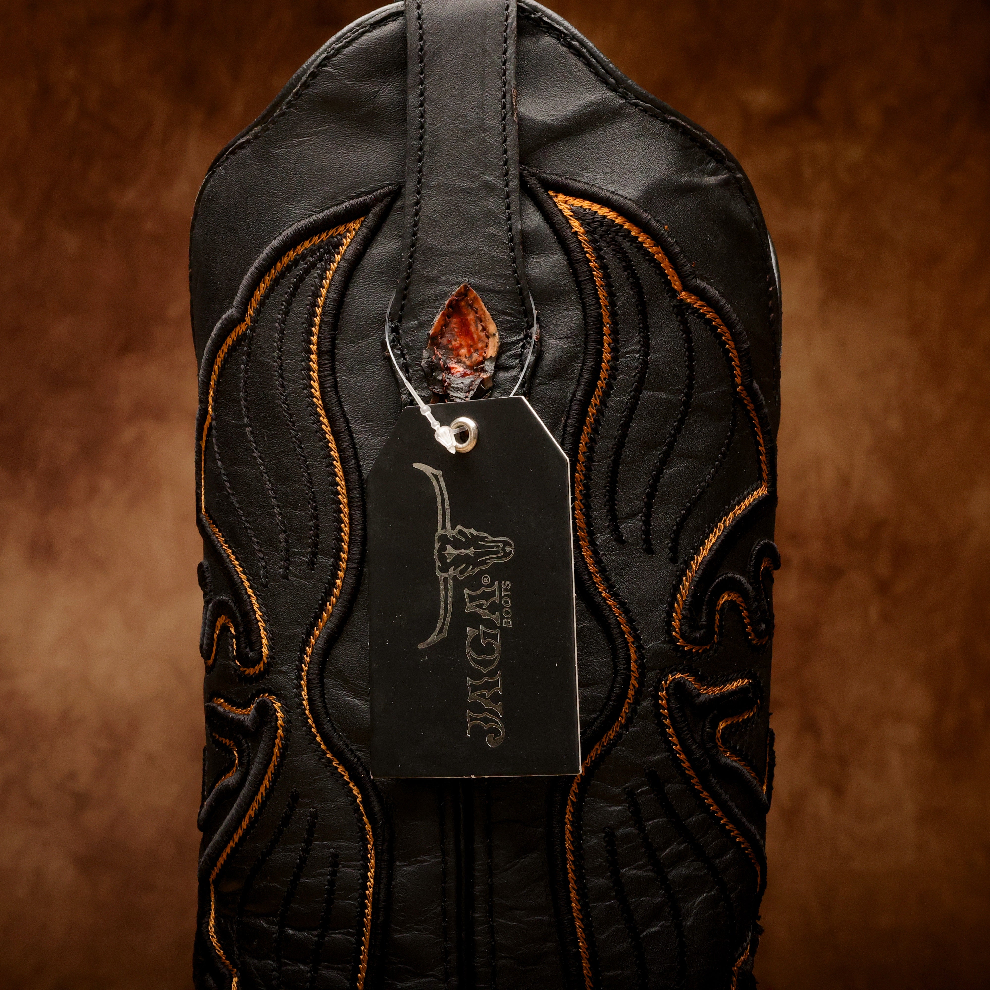 Cognac Jumbo Pirarucu Leather Boots - Square Toe