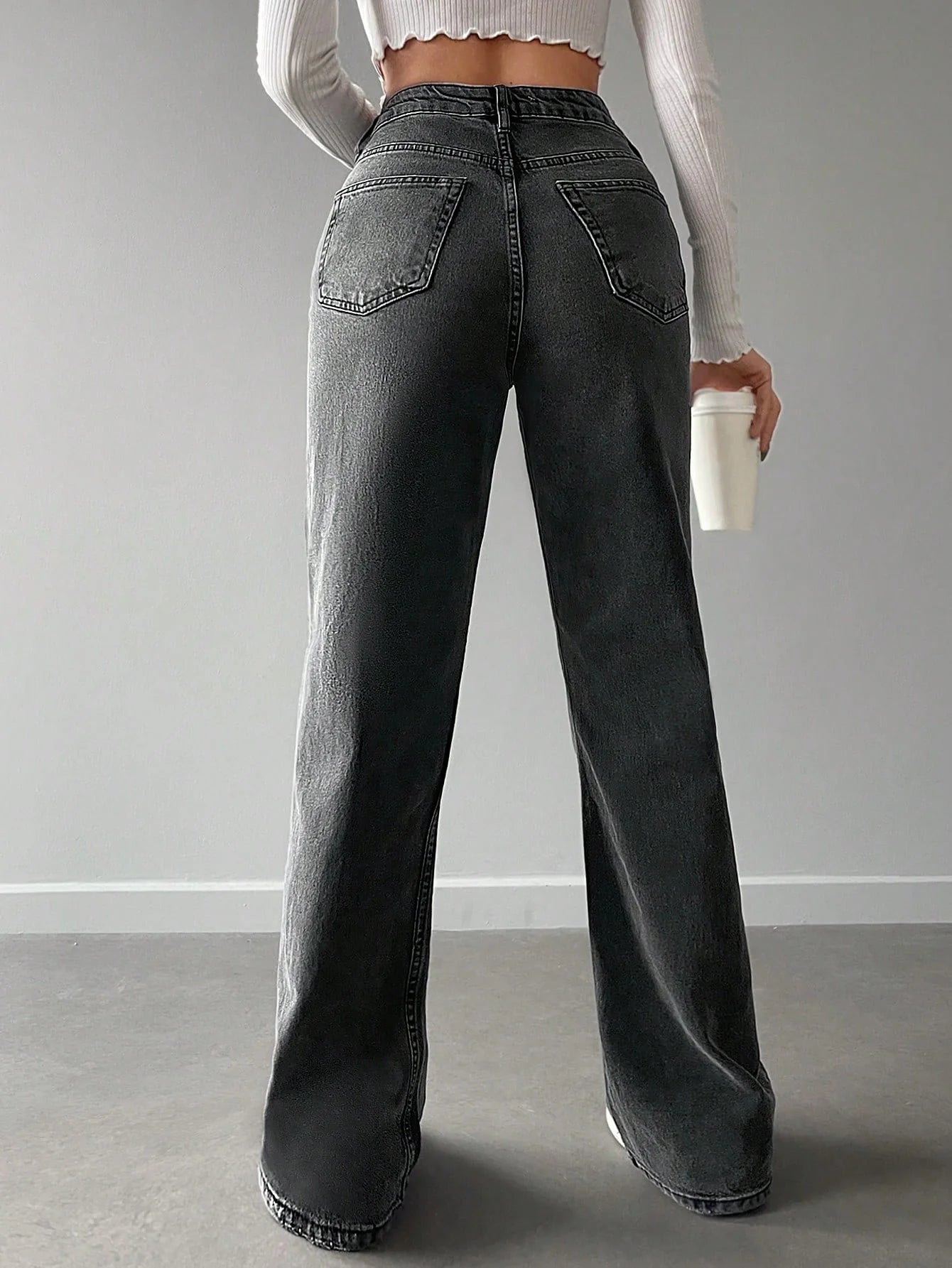 Charcoal Grey Straight Fit Jeans