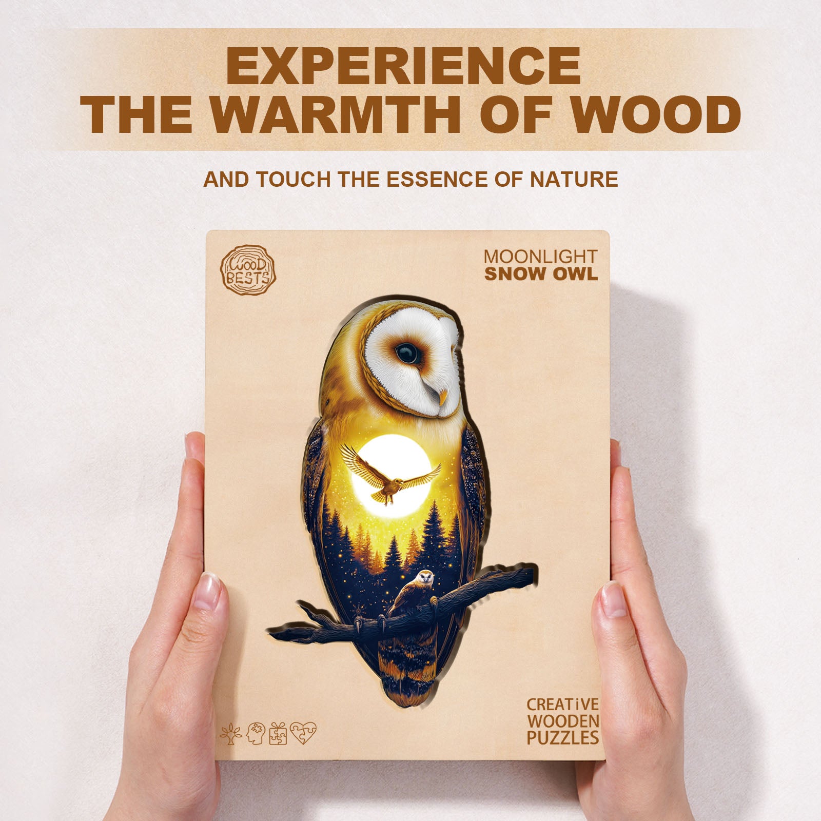 Moonlight Snow Owl Wooden Jigsaw Puzzle