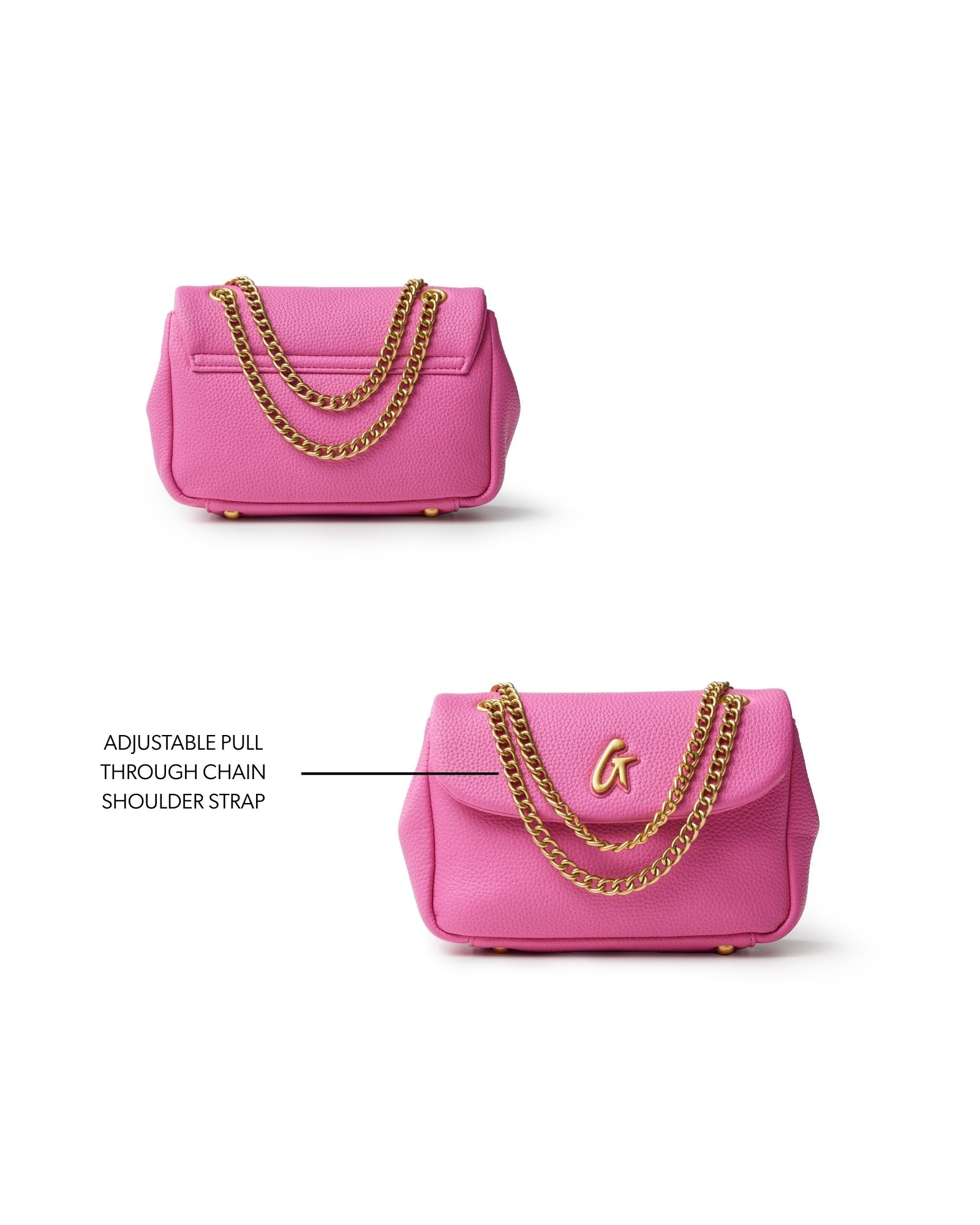 MINI PEBBLE FLAP BAG - HOT PINK