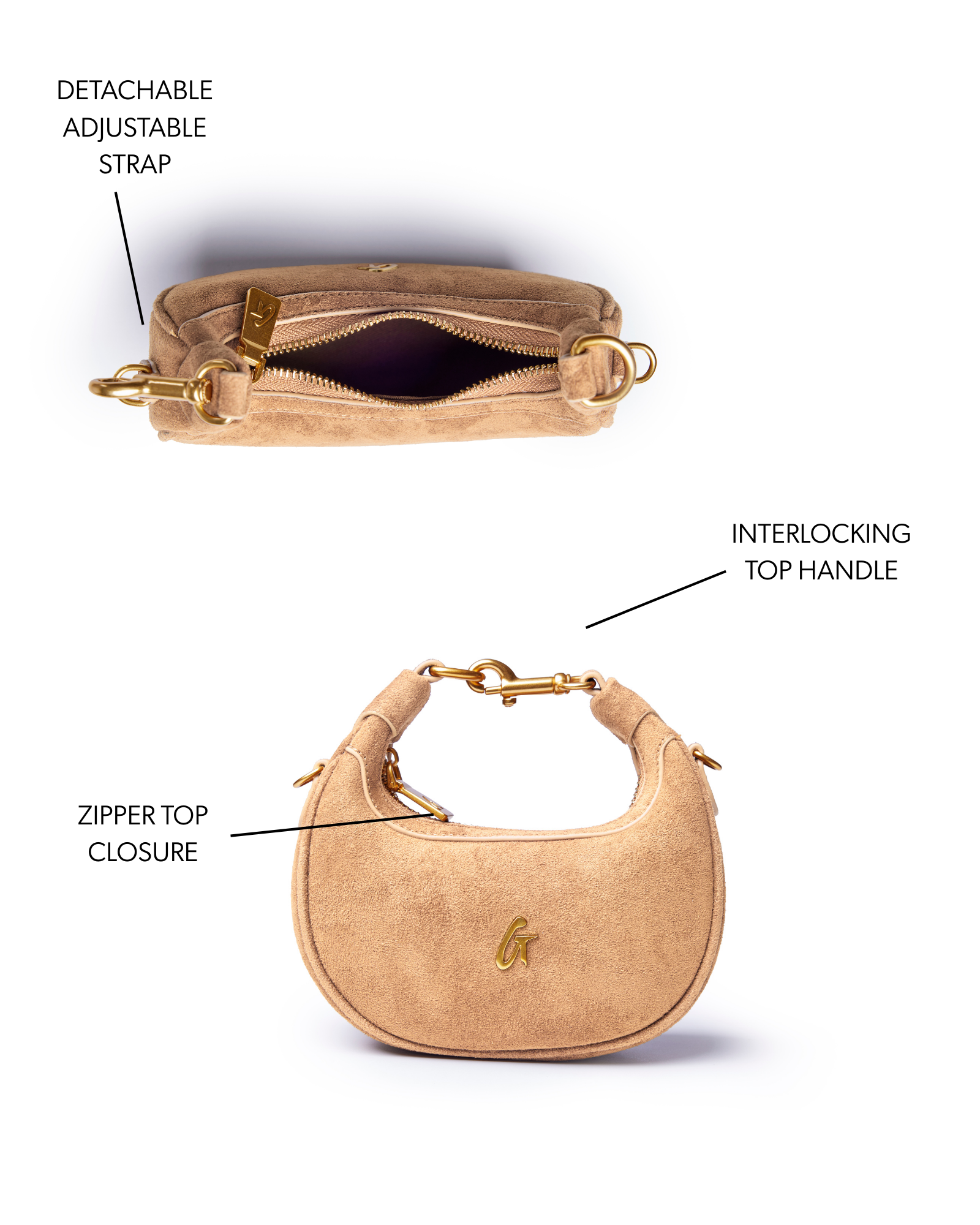 NANO SUEDE HOBO BAG - TAN