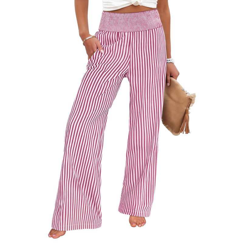Women’s Gingham High-Waist Palazzo Lounge Pants with Pockets