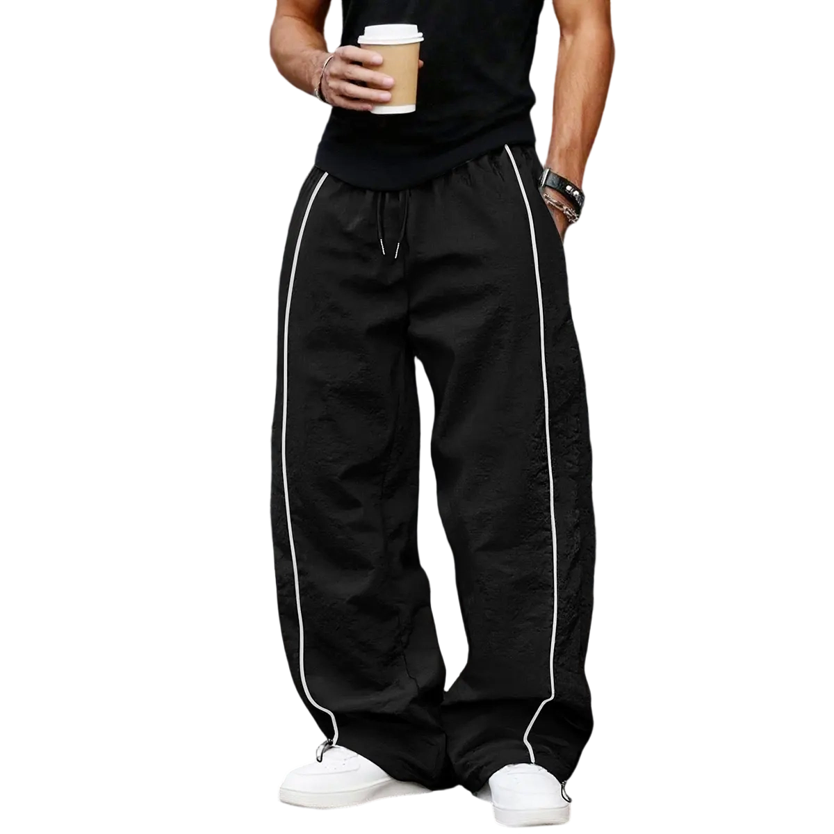 Men's Casual Striped Printed Comfortable Straight-Leg Sports Pants