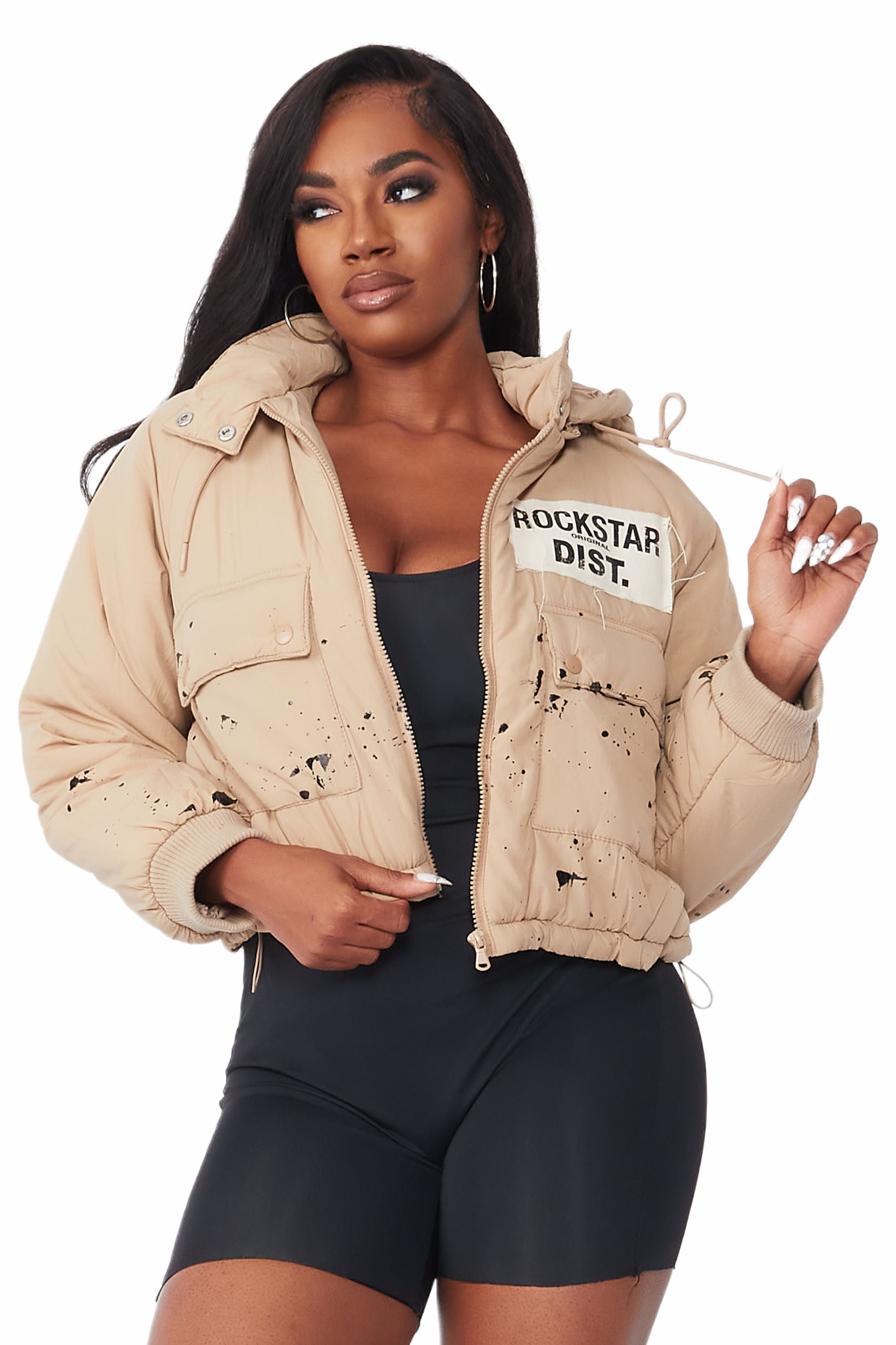 Zayla Tan Art Dist. Puffer Jacket