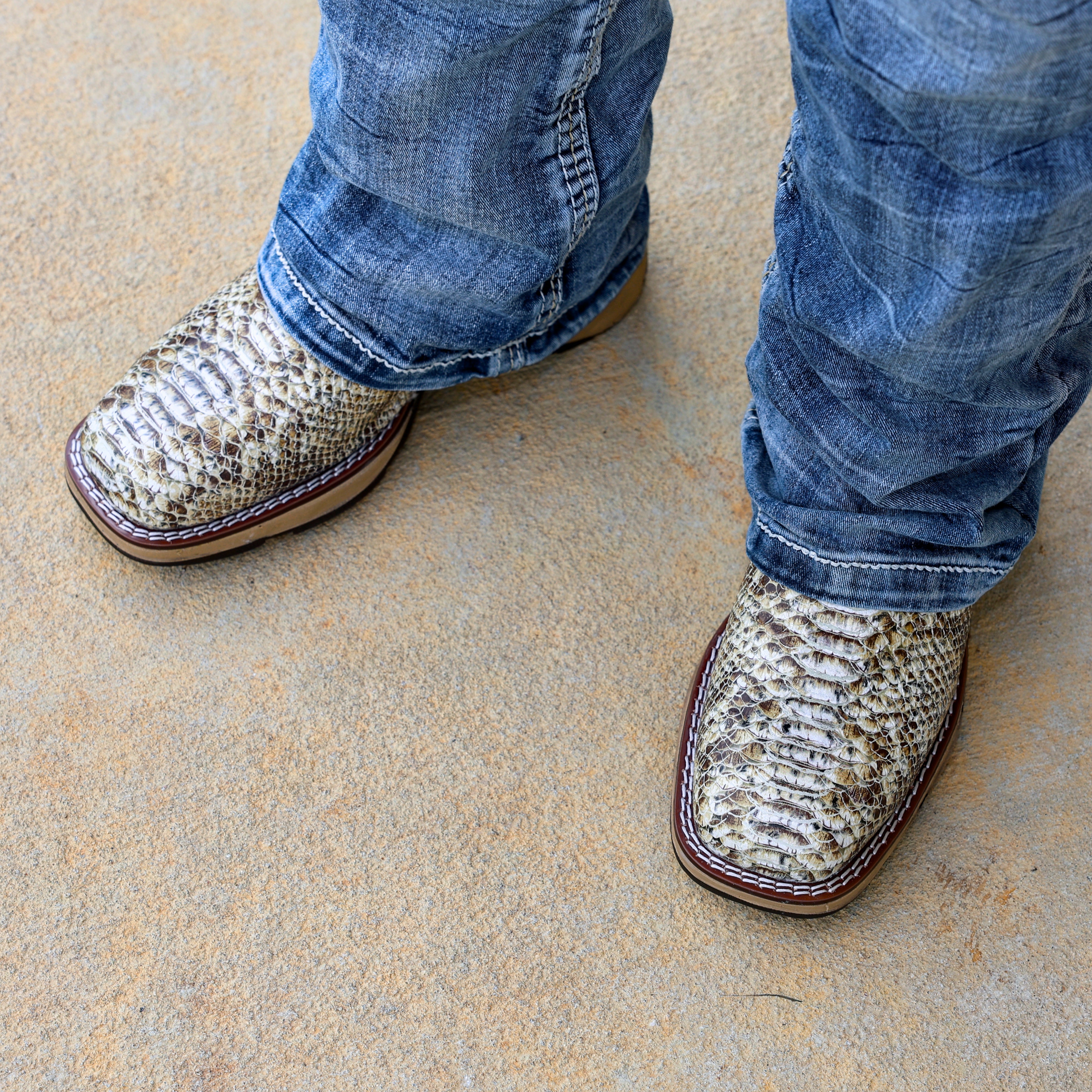 Natural Python Leather Boots With 3D Lightweight Sole - Composite Toe