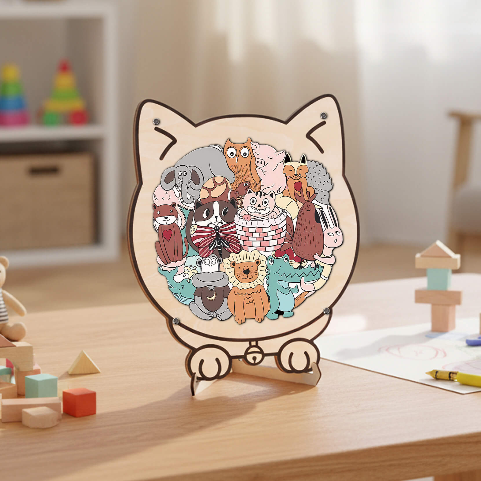 Cute Animal Shaped Wooden Puzzle for Baby