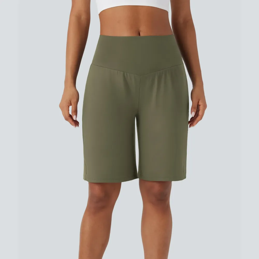 Airy High Waisted Pockets Cool Touch Yoga Bermuda Shorts