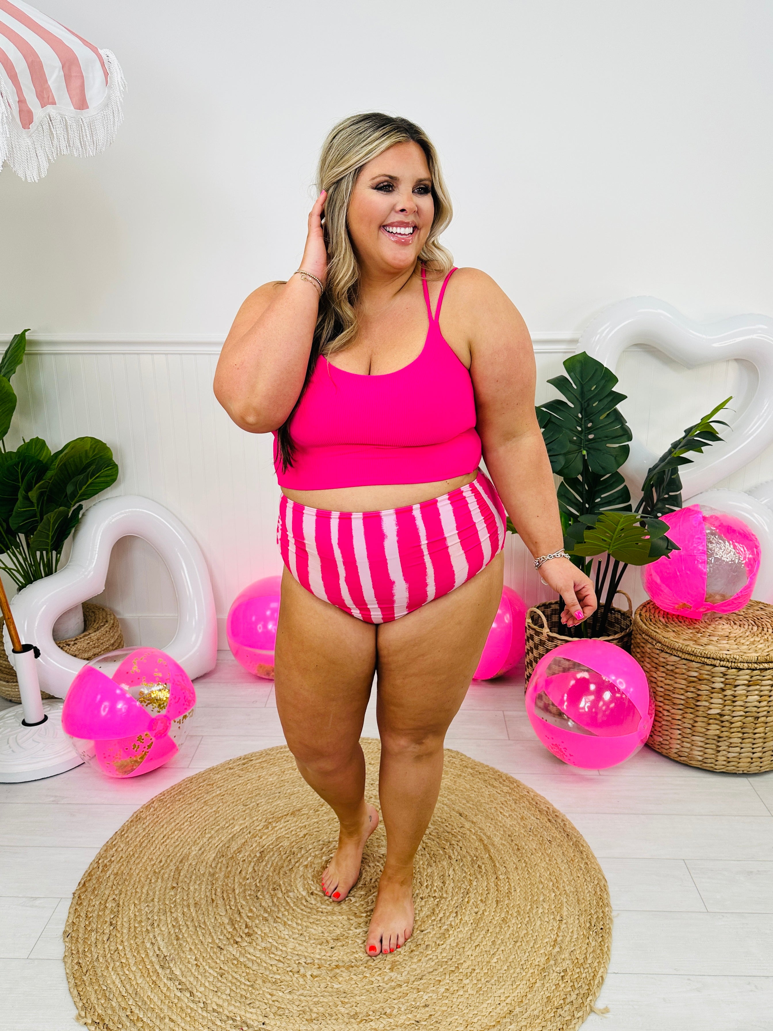 Mid Rise Swim Bottoms in Pink Dreams
