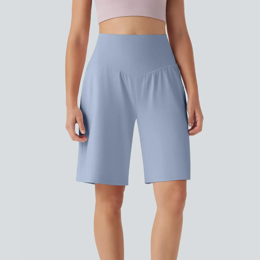Airy High Waisted Pockets Cool Touch Yoga Bermuda Shorts