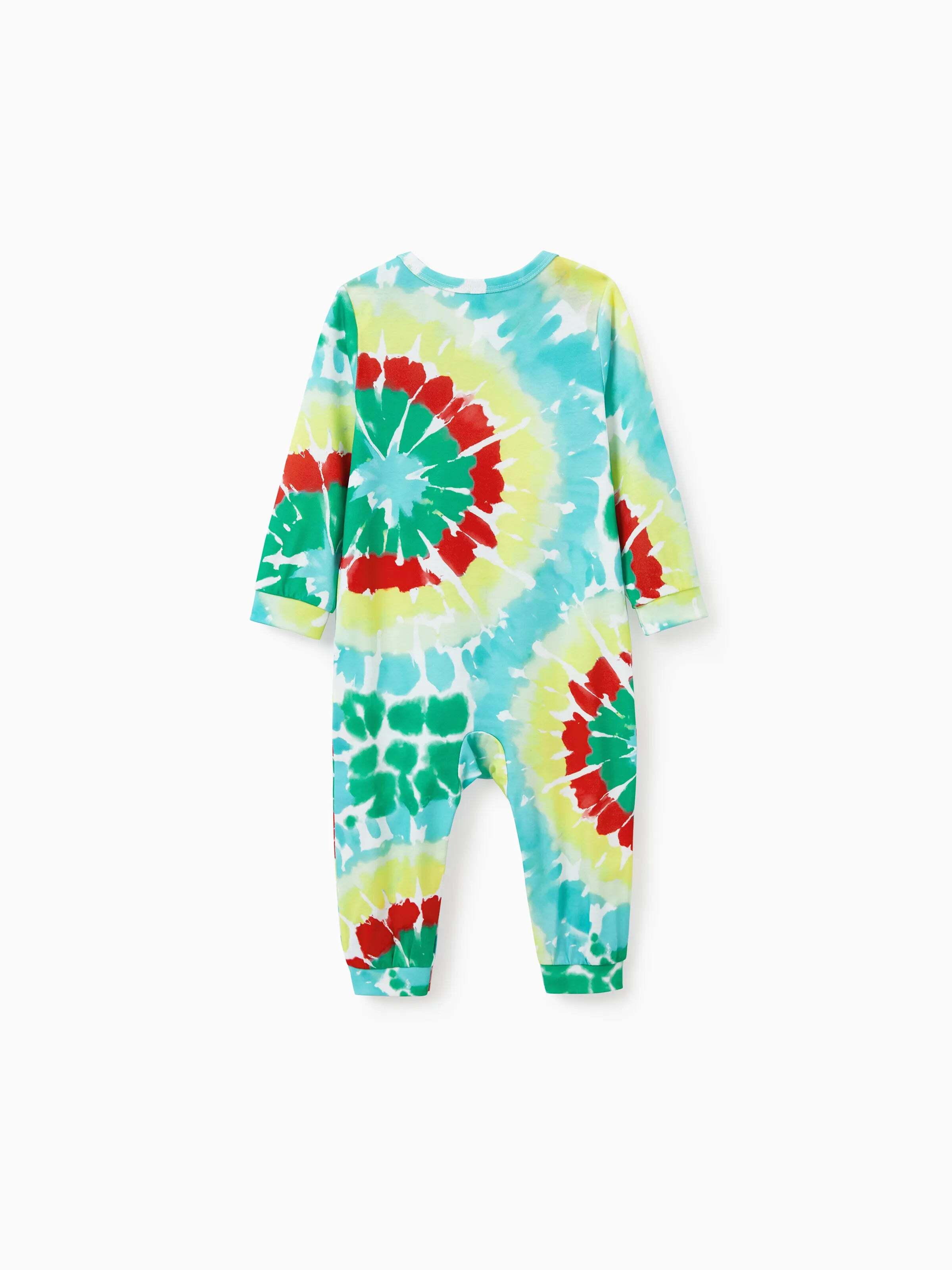 Christmas Matching Family Pajamas Set Colorful Christmas Tree Print PJS with Christmas Socks Multi-color
