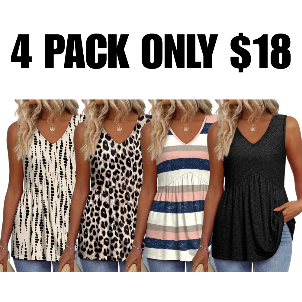 Womens Tank Tops  Flowy Peplum Tops for Women Dressy Sleeveless V Neck