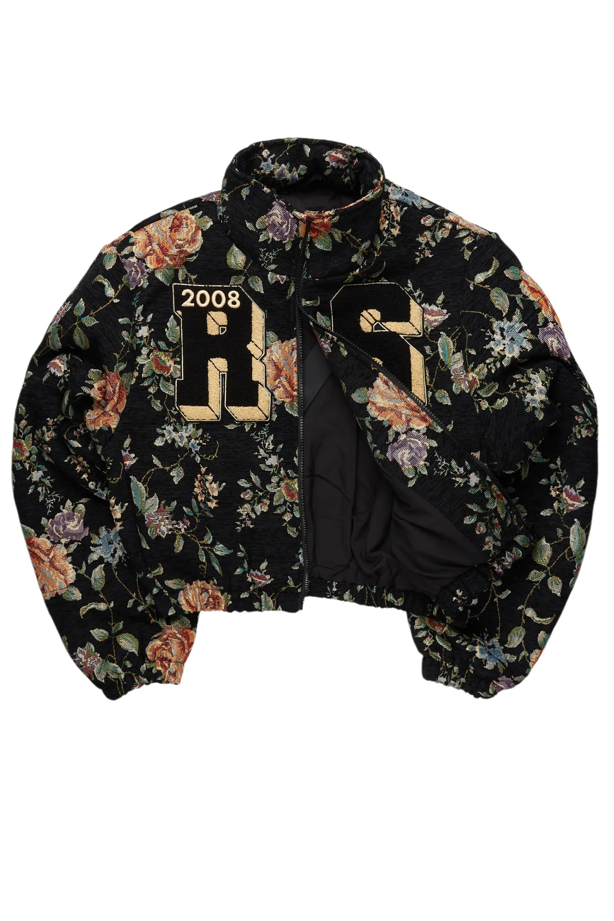 Marionna Black Tapestry Puffer Jacket