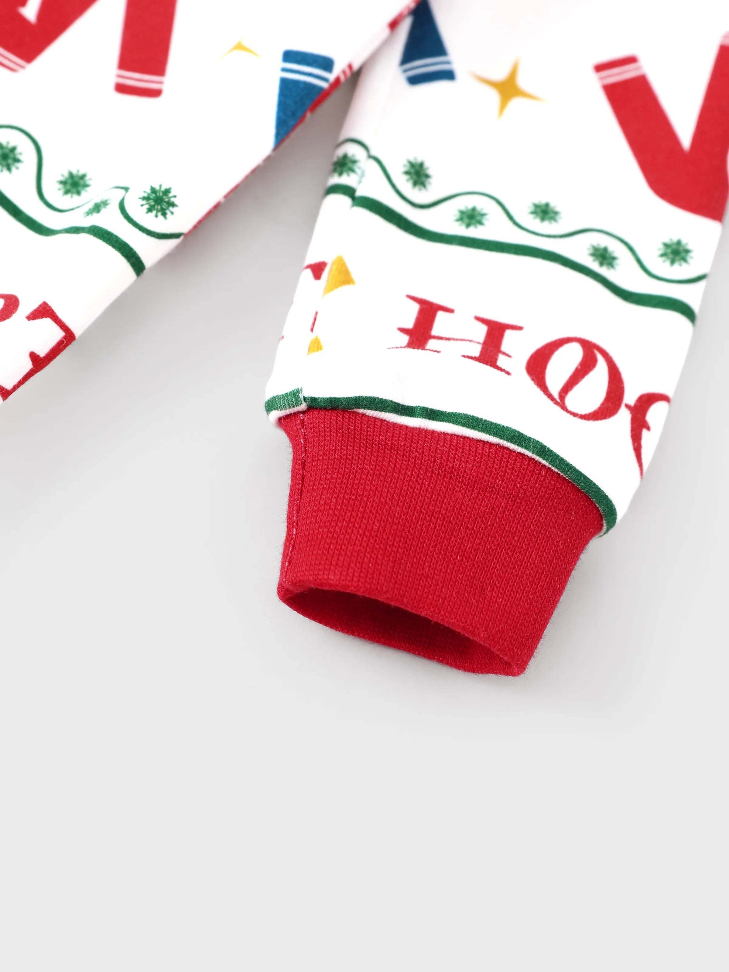 Christmas Matching Family Organic Cotton Snug-fitting Pajamas Sets with Socks White