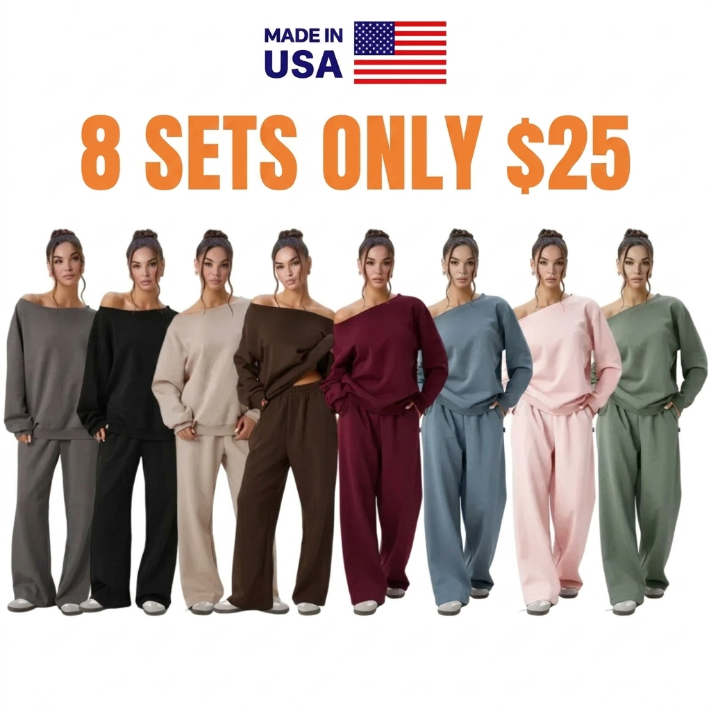 Women’s Sloping Shoulder Top & Wide Leg Pants Set