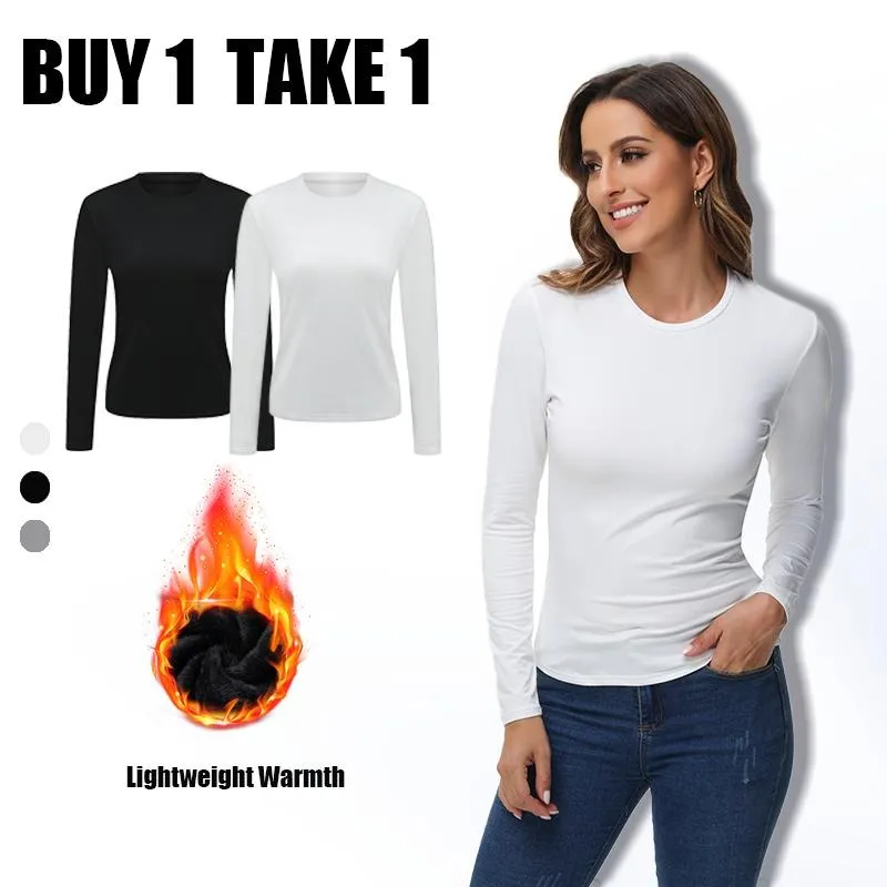 Women's Thermal Long Sleeve Top - Lightweight Warm Base Layer for Casual