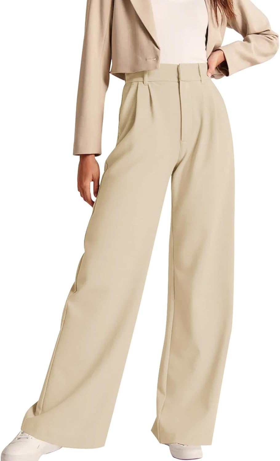 High-Waisted Work Pants for Women – Business Casual Office Trousers with Pockets