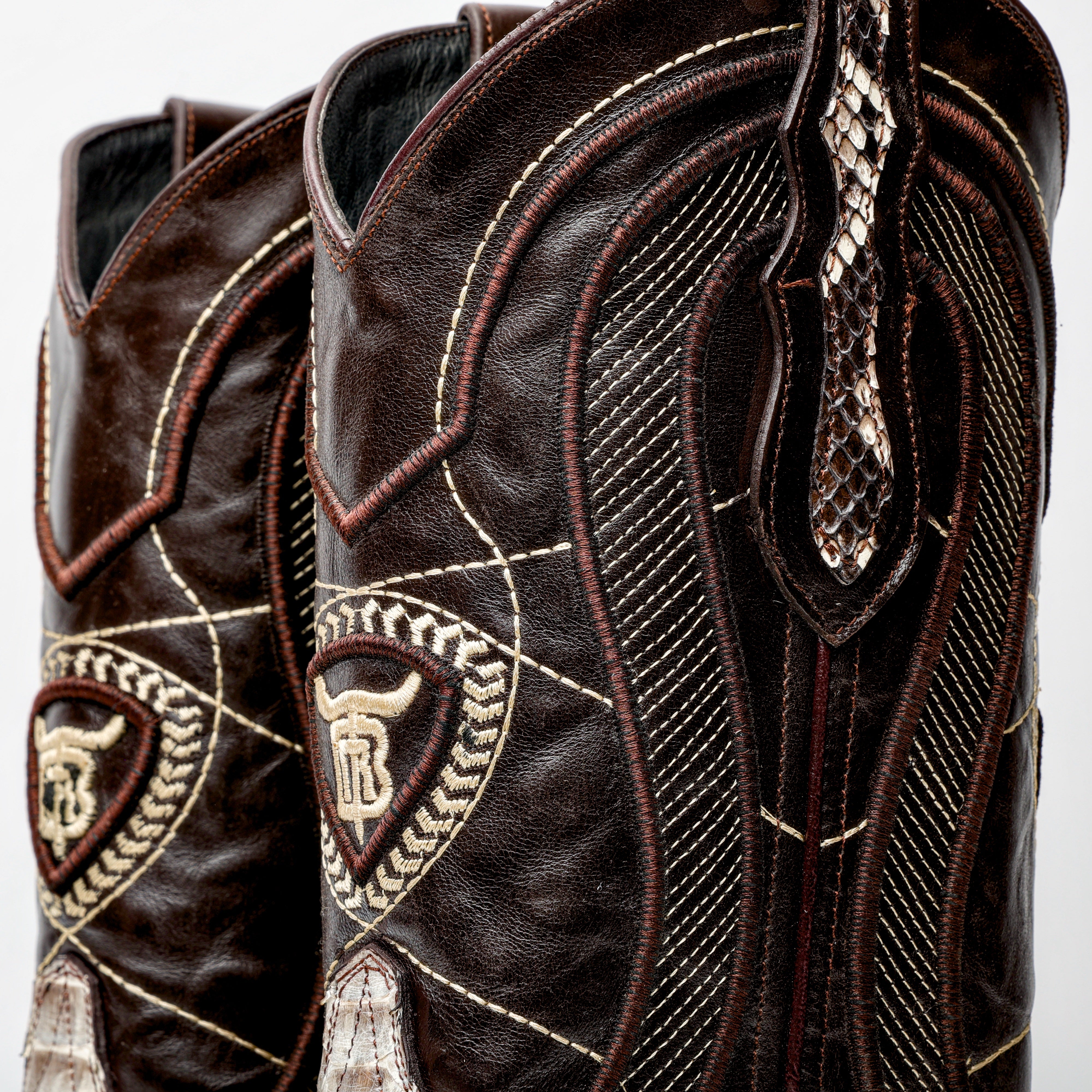 Genuine Natural Python Boots - Square Toe