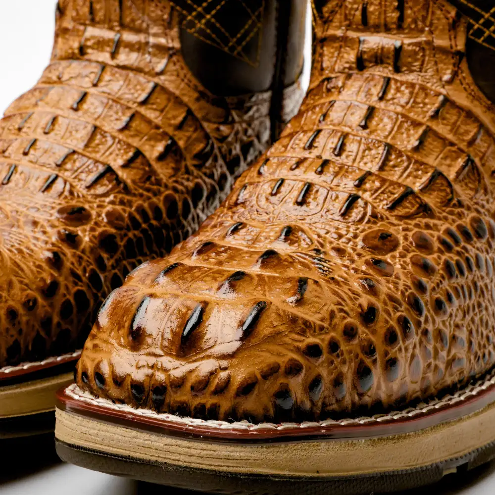Honey Caiman Neck Leather Boots With 3D Lightweight Sole - Composite Toe
