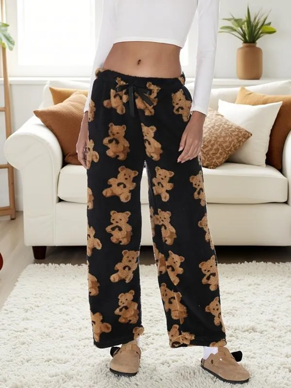 Winter New Vintage Plaid Elastic Straight Loose Thick Warm Casual Pants