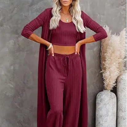 Women’s 3-Piece Loungewear Set with Cardigan