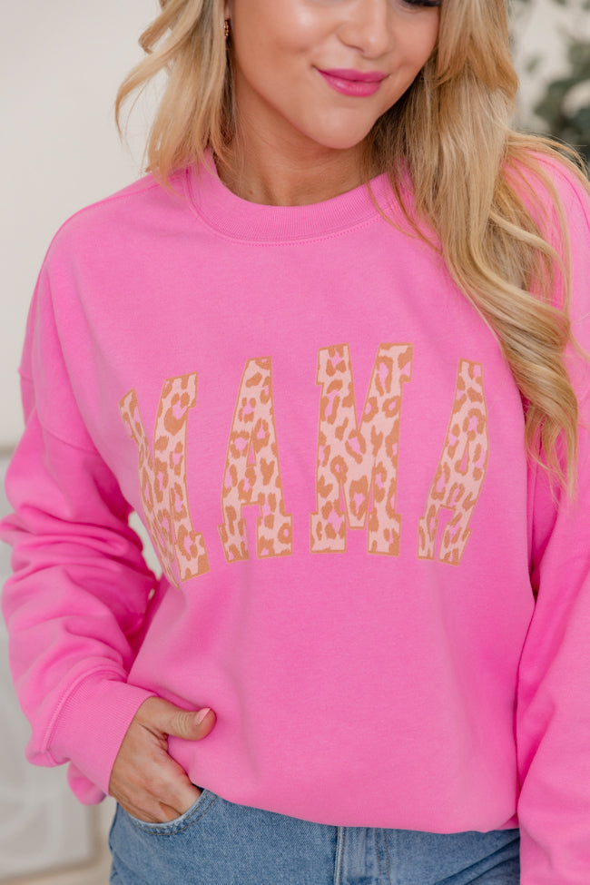 Mama Leopard Pink Graphic Sweatshirt