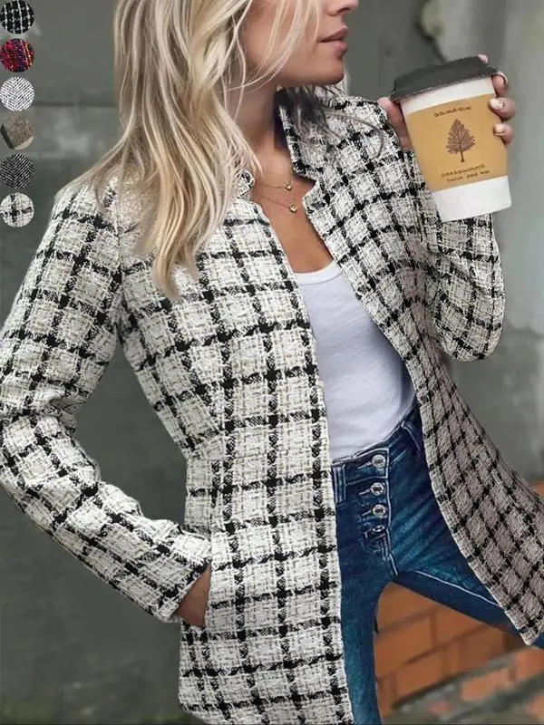 Women's Solid Color Pocket Long Sleeve Open Front Coat