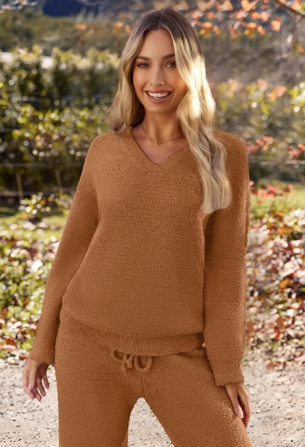 Women's Lounge Sets 2025 Fall Fashion 2 Piece Outfits Sweater Pajama Set