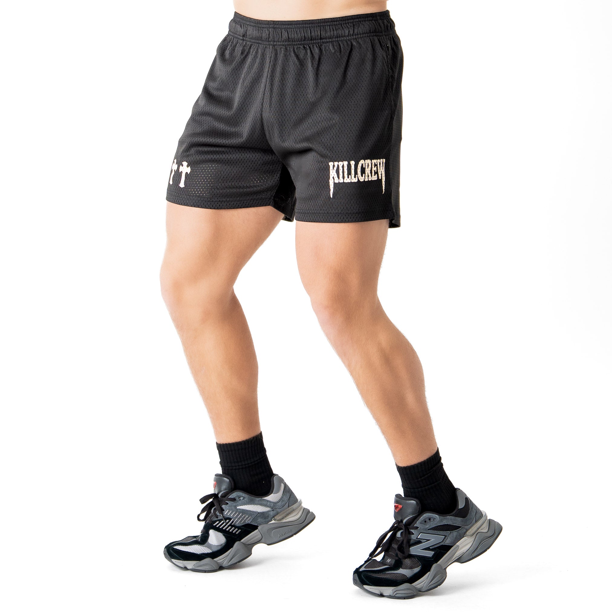 VENTED MESH SHORTS MEDIEVAL - BLACK / CREAM