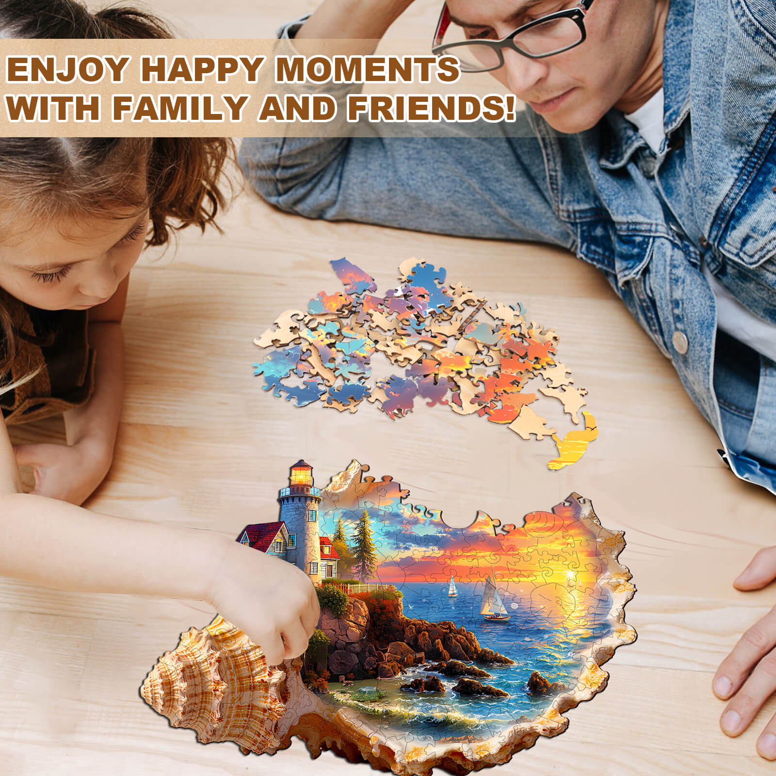 Sunset by the seaside Wooden Jigsaw Puzzle