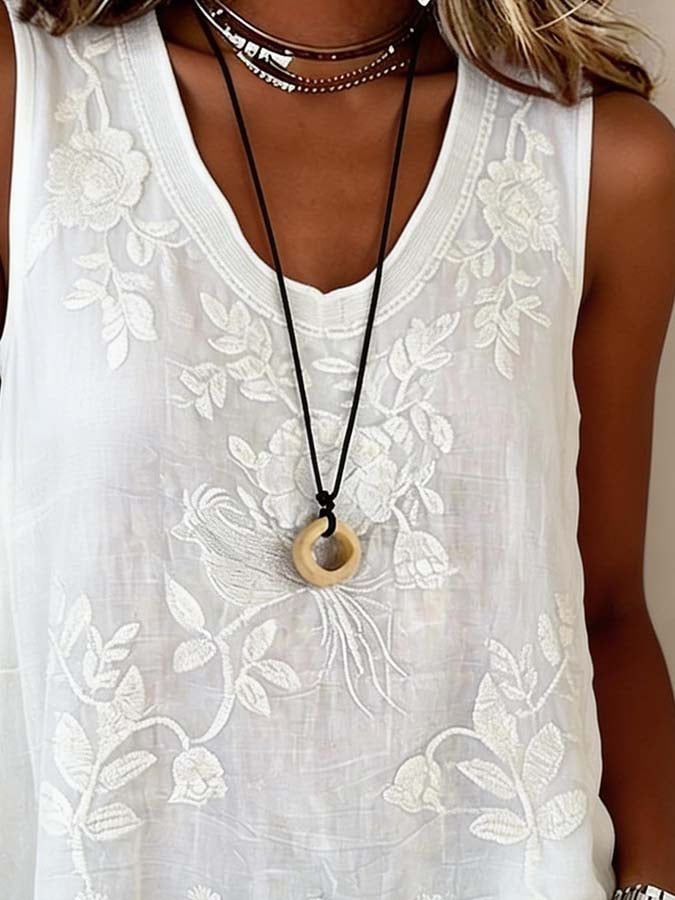 Women'S Casual Embroidered Vest