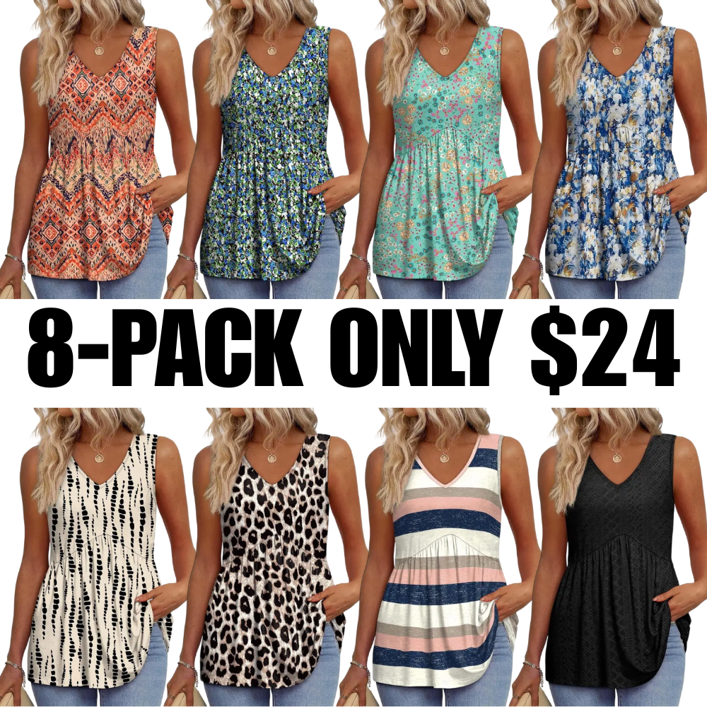 Womens Tank Tops  Flowy Peplum Tops for Women Dressy Sleeveless V Neck