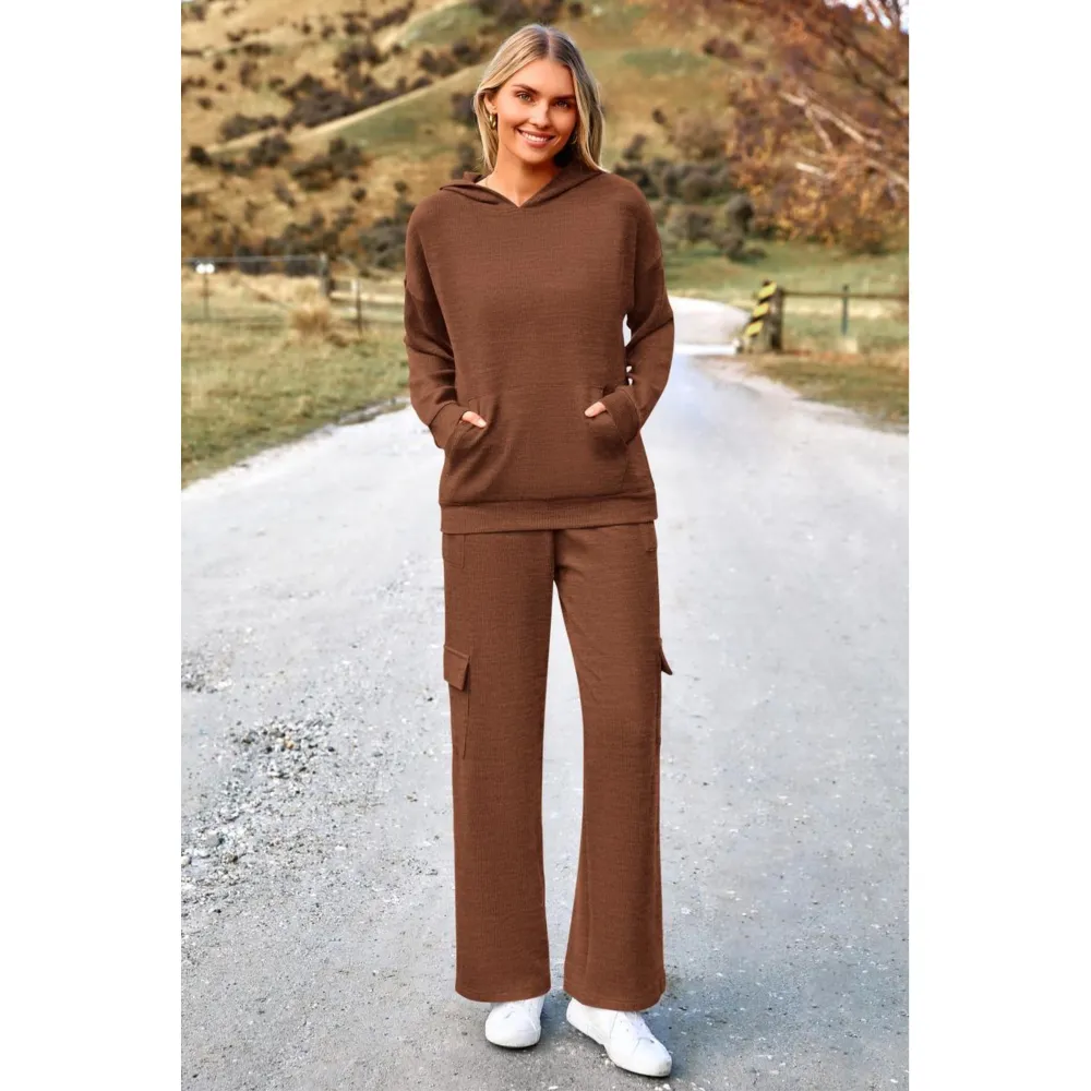 Women’s 2-Piece Knit Hoodie & Wide Leg Set