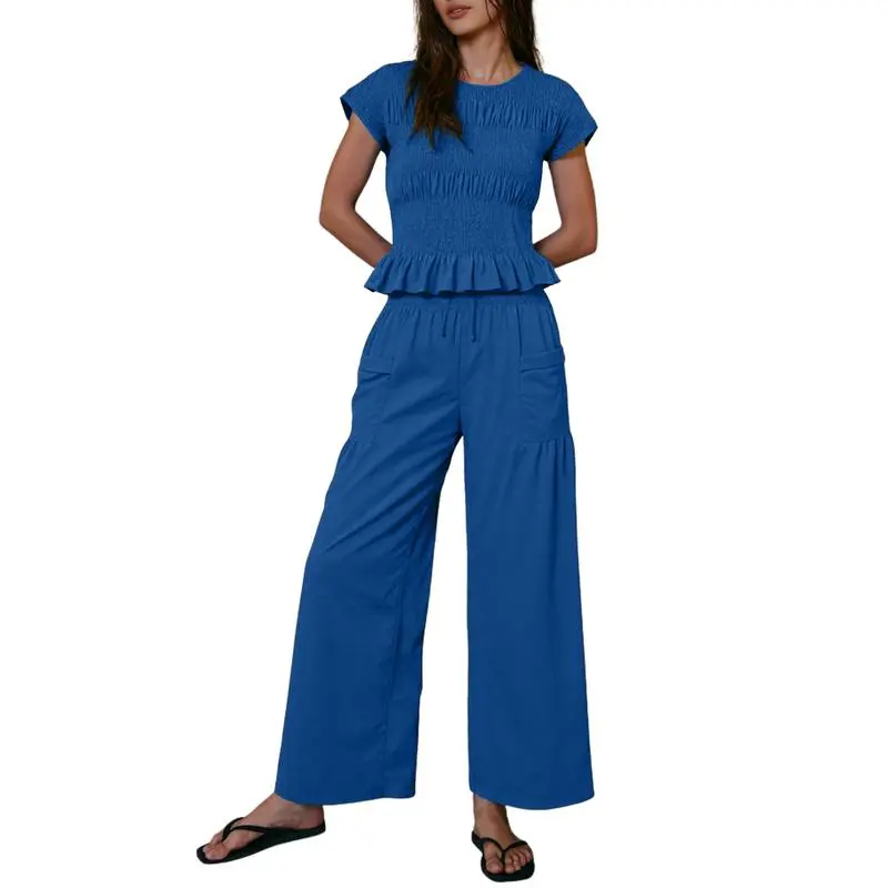 Women's Casual Pocket Two-Piece Set