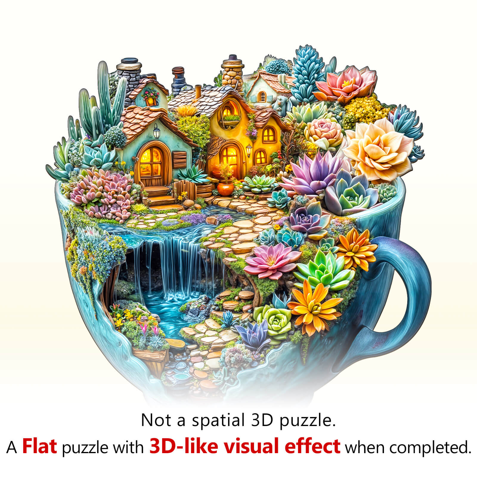 Succulent Mug Wooden Jigsaw Puzzle