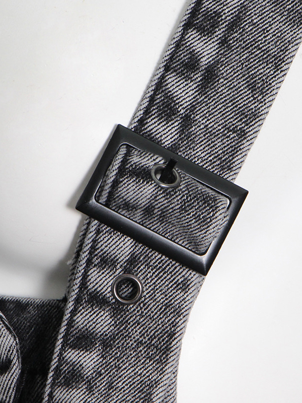 Original Cool Denim Split-Joint Square-Neck Overalls