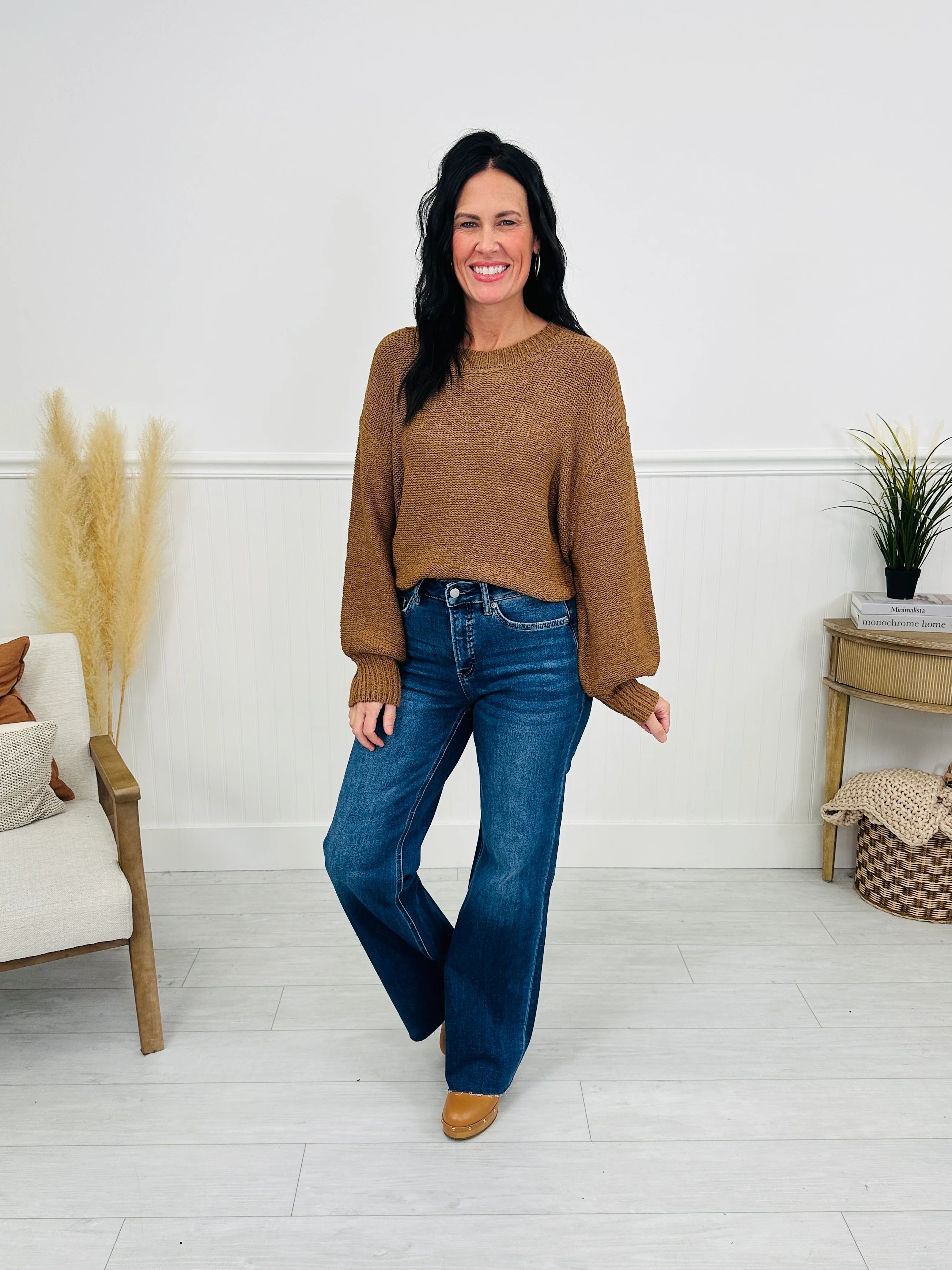 All Eyes On You Wide Leg Tummy Control Jeans