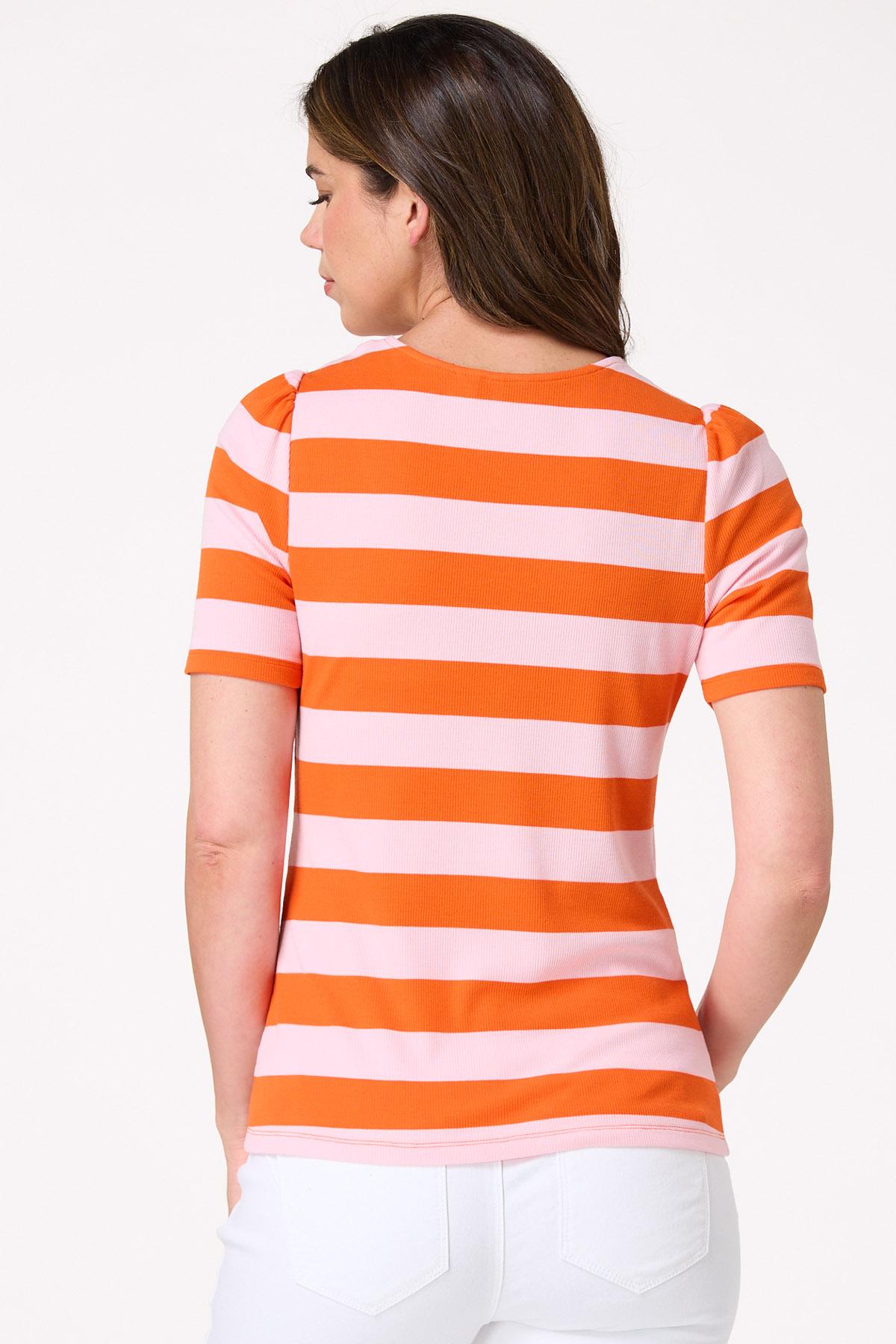 Cinched Stripe Ribbed Top