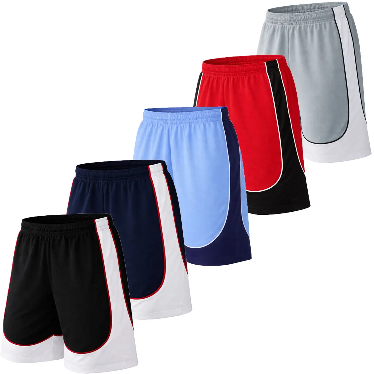 Men's 5-Pack Premium Active Moisture Wicking Workout Mesh Shorts With Trim Summer Outdoor Bottoms
