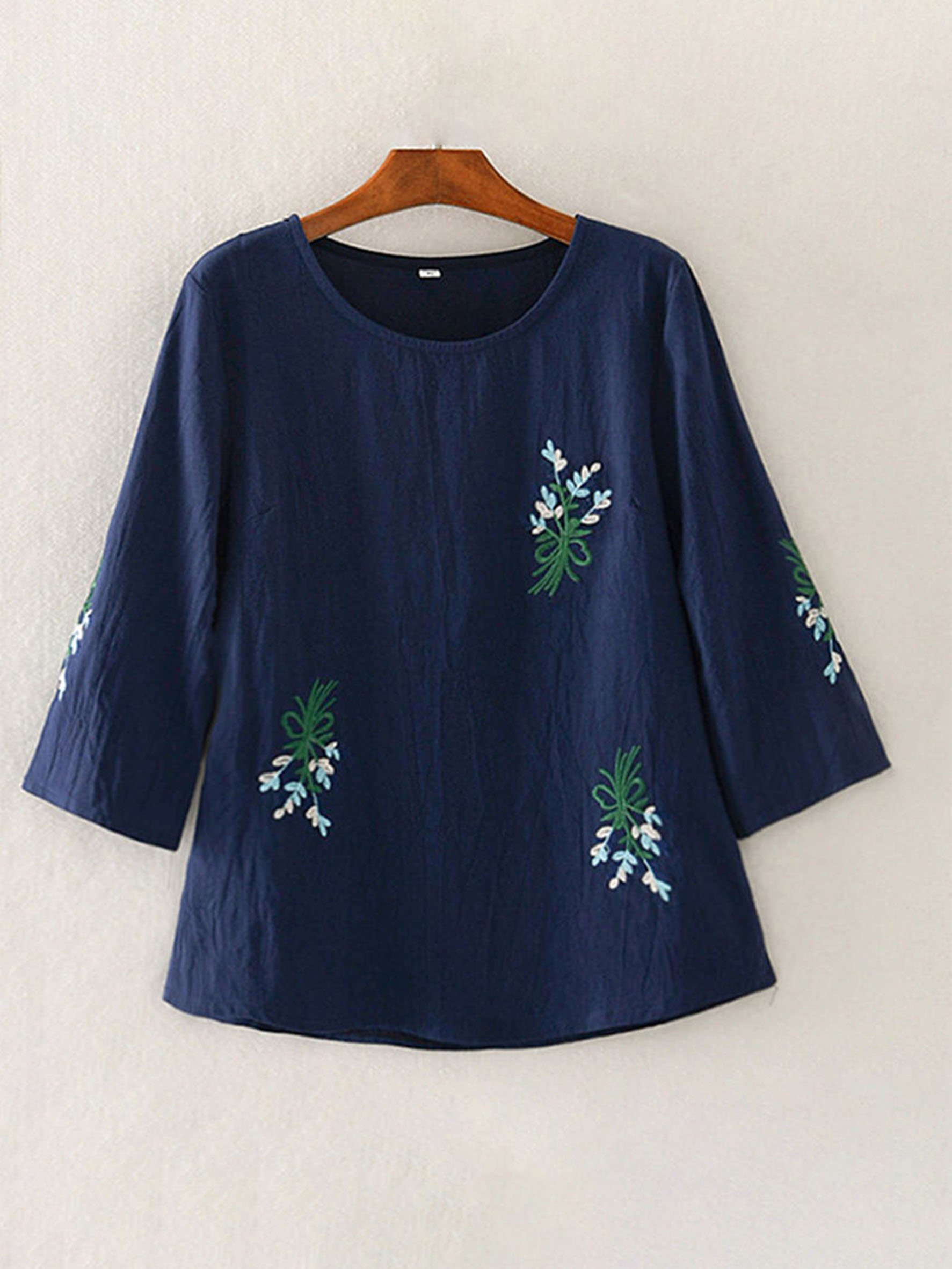 Women's Retro Floral Embroidery Comfortable T-Shirt- Fast Shipping