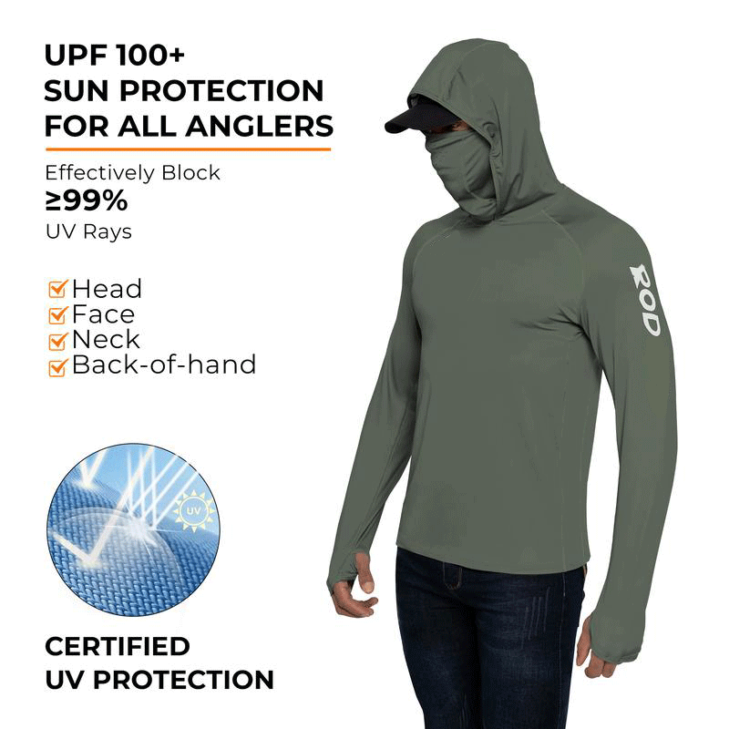 Men’s UPF 100 Sun Protection Hoodie with UV Detection