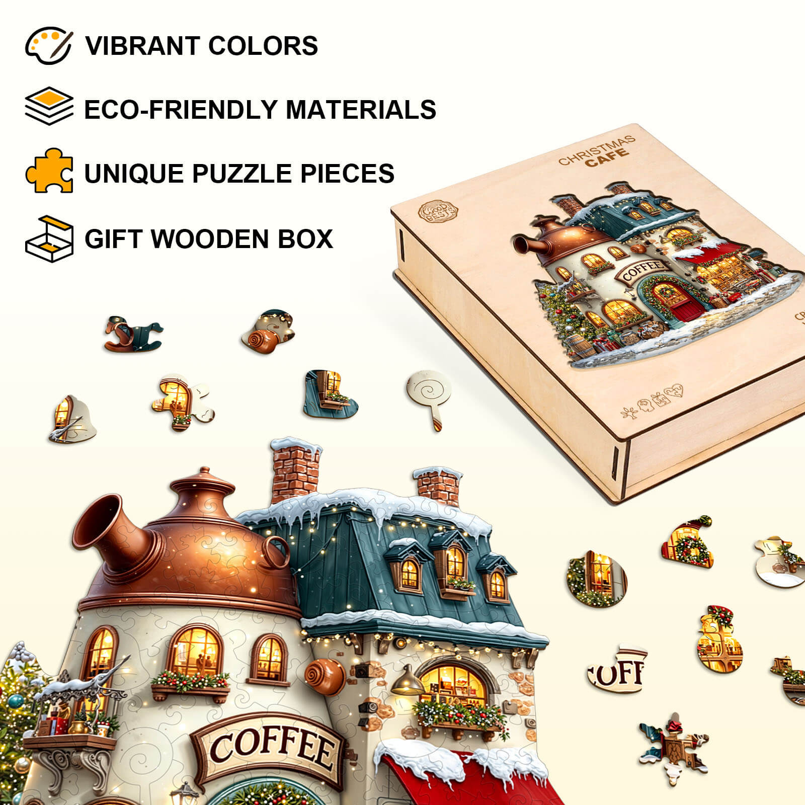 Christmas Cafe Wooden Jigsaw Puzzle