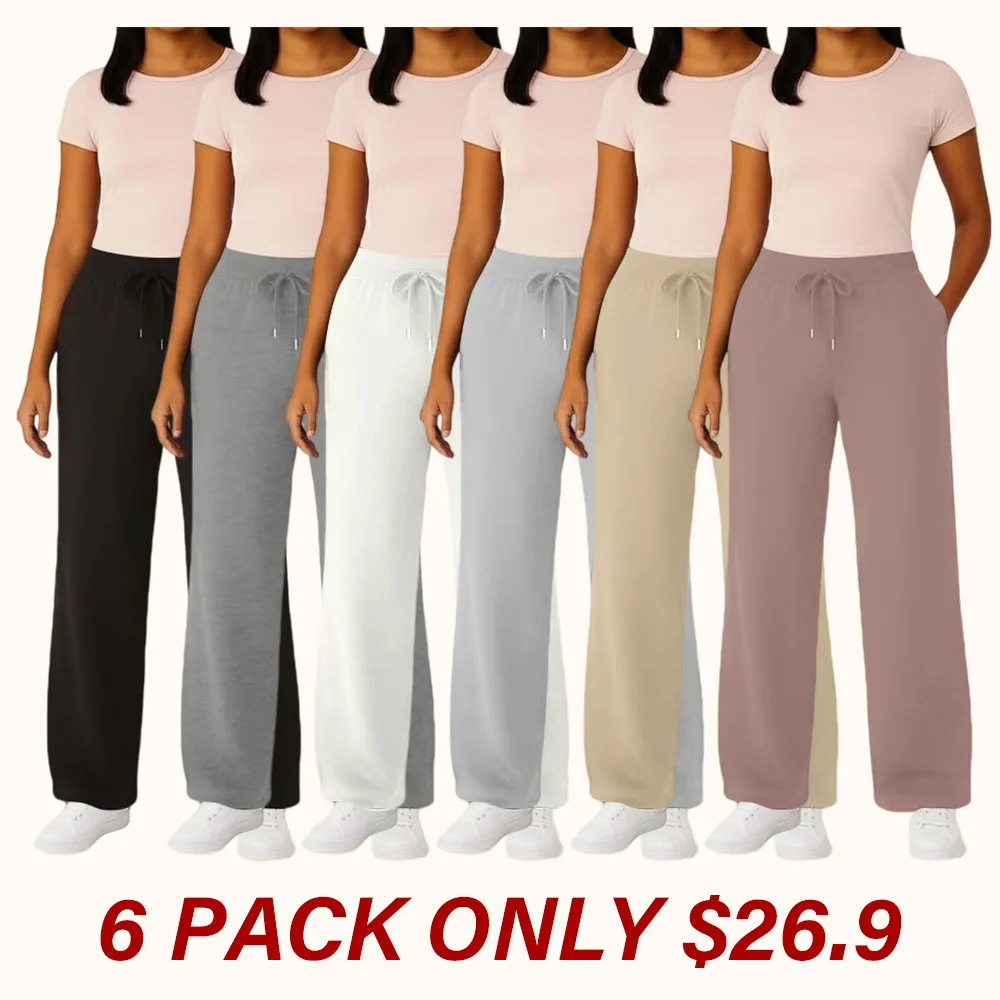 Women's multi-piece thickened wide-leg fleece sweatpants