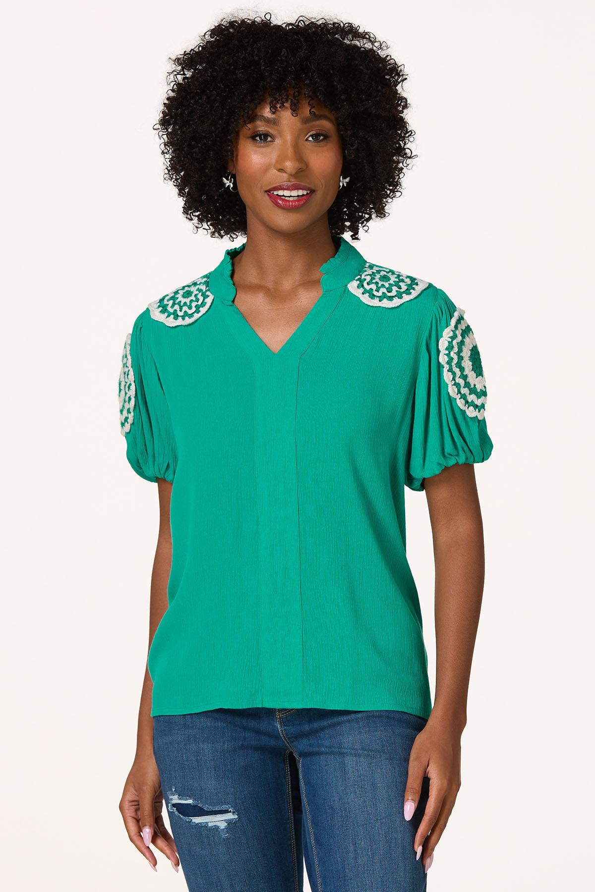 Crochet Puff Sleeve Top