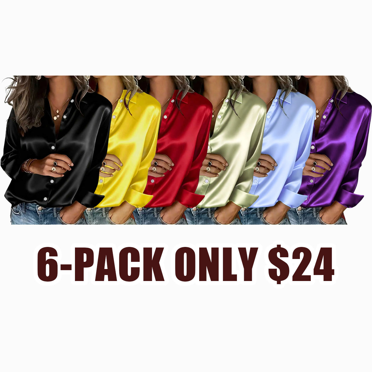 New Women's Clothing Arrival: All Seasons, Fashionable Glossy Satin Shirt, Casual and Versatile Button-Down Shirt, Blouse